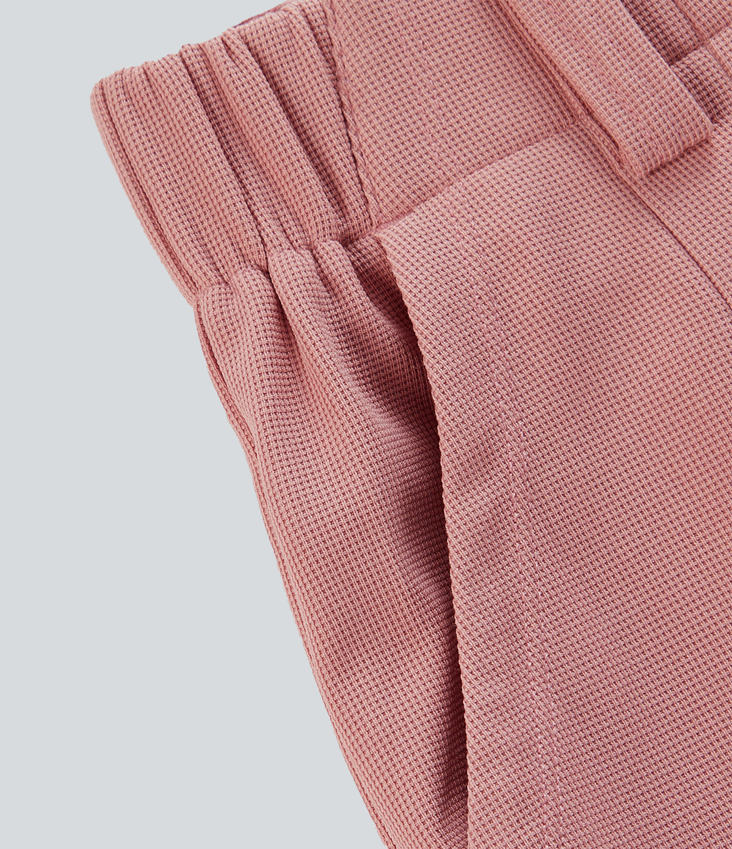 Rose Tan High-Waisted Pleated Wide-Leg Waffle Work Pants with Pockets - 9