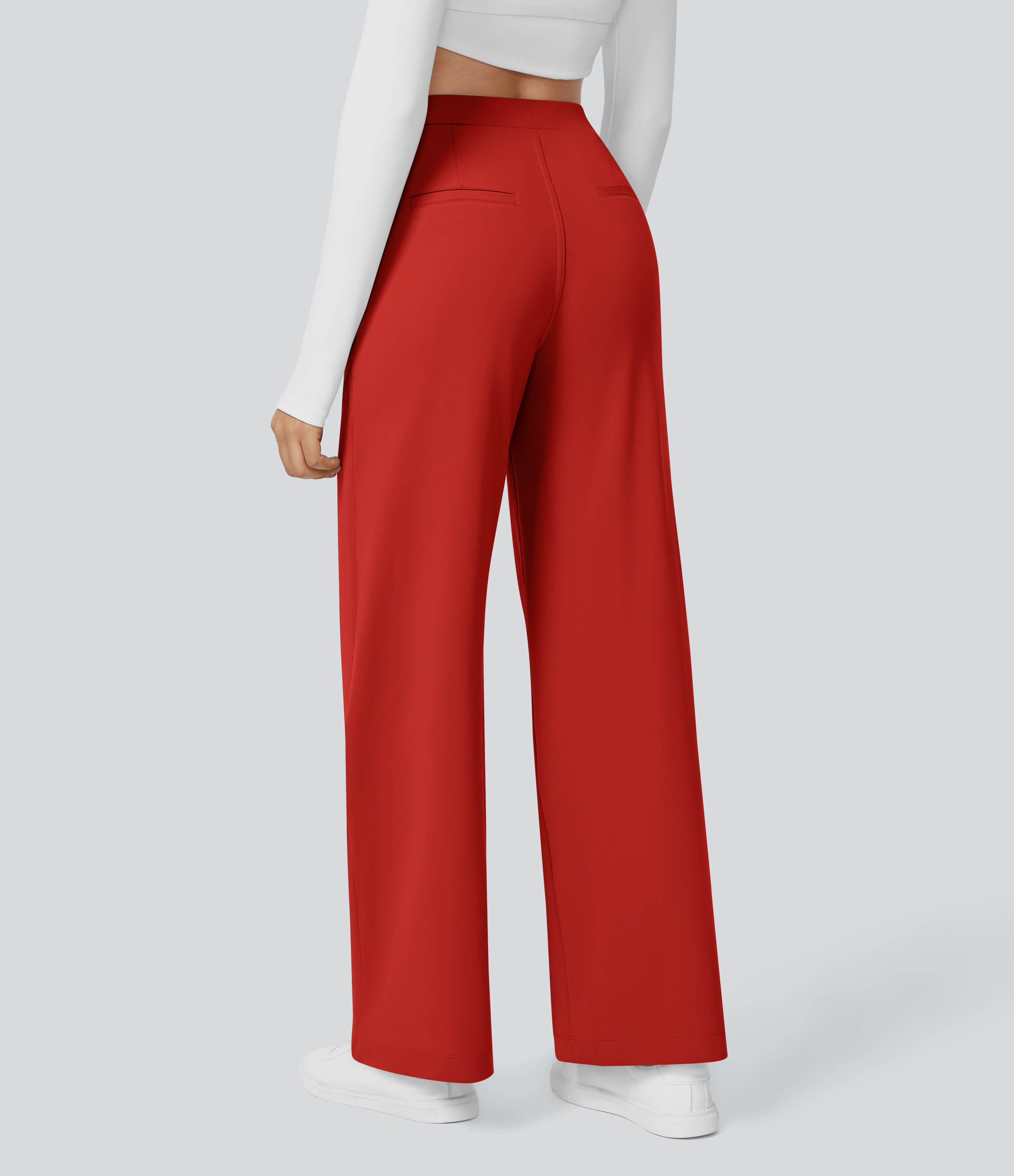 Valiant Poppy High Waisted Pleated Straight Leg Work Pants with Pockets - 1