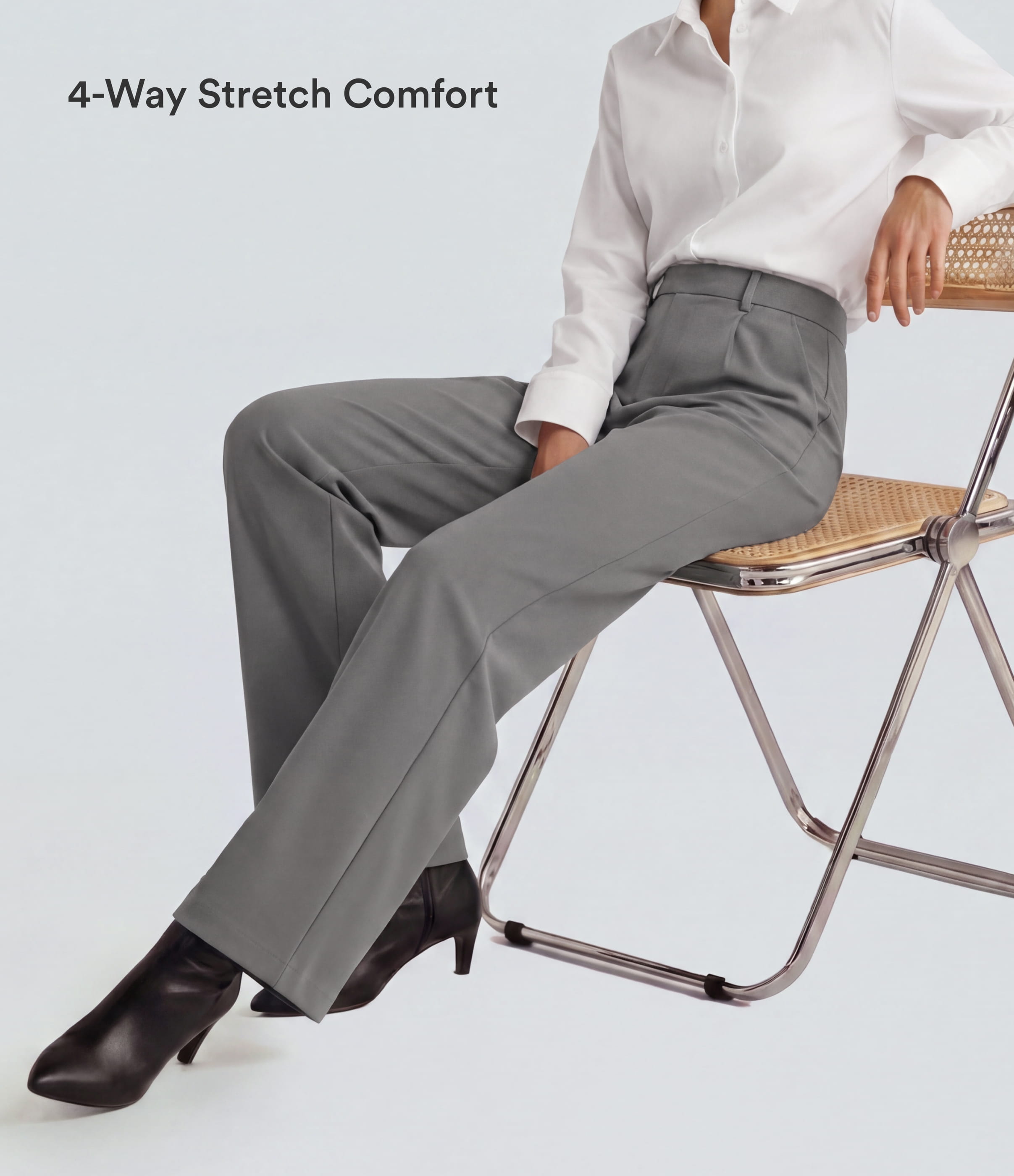 Silent Storm High Waisted Pleated Straight Leg Work Pants with Pockets - 6