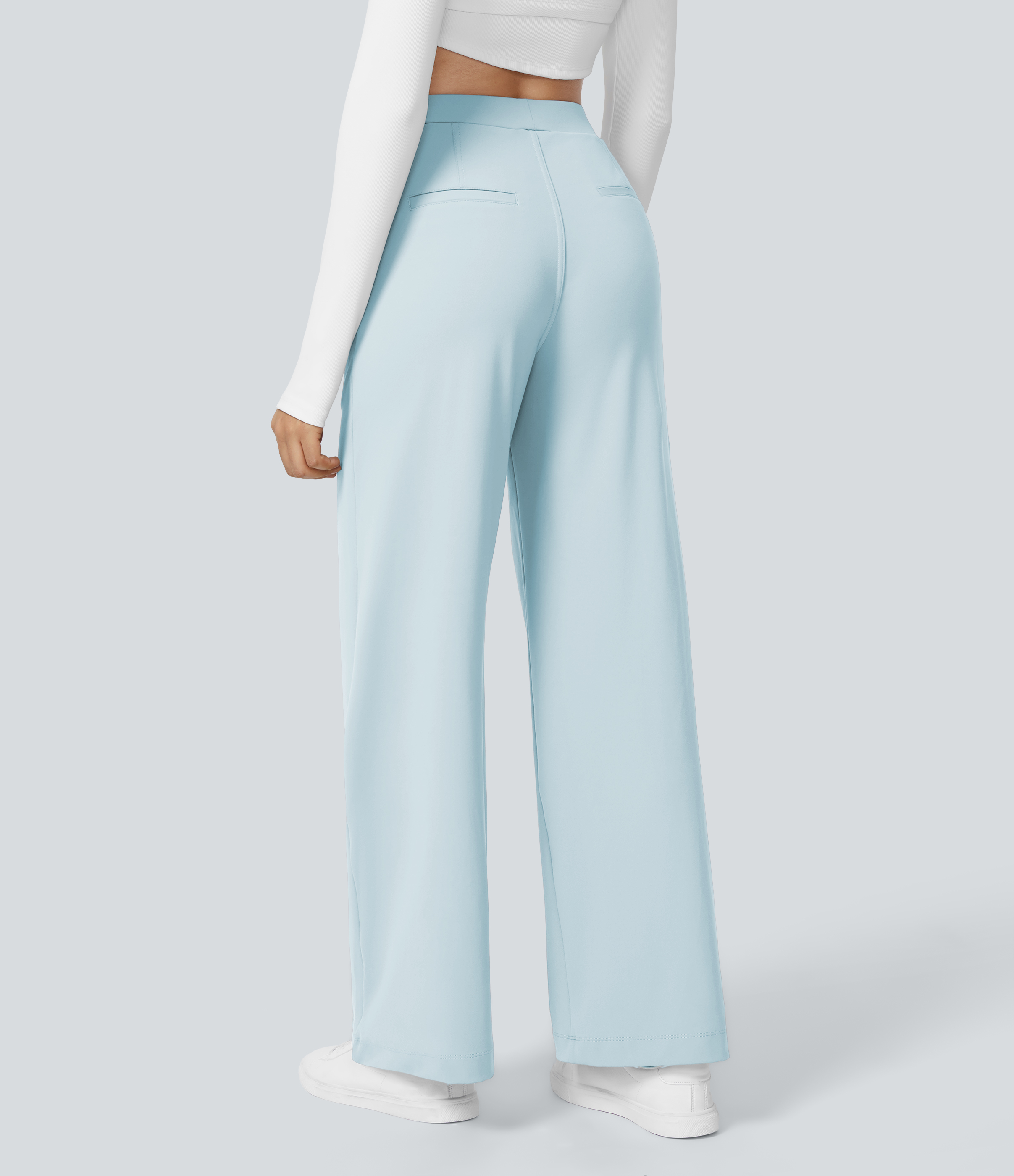 Cloud Shore High Waisted Pleated Straight Leg Work Pants with Pockets - 1
