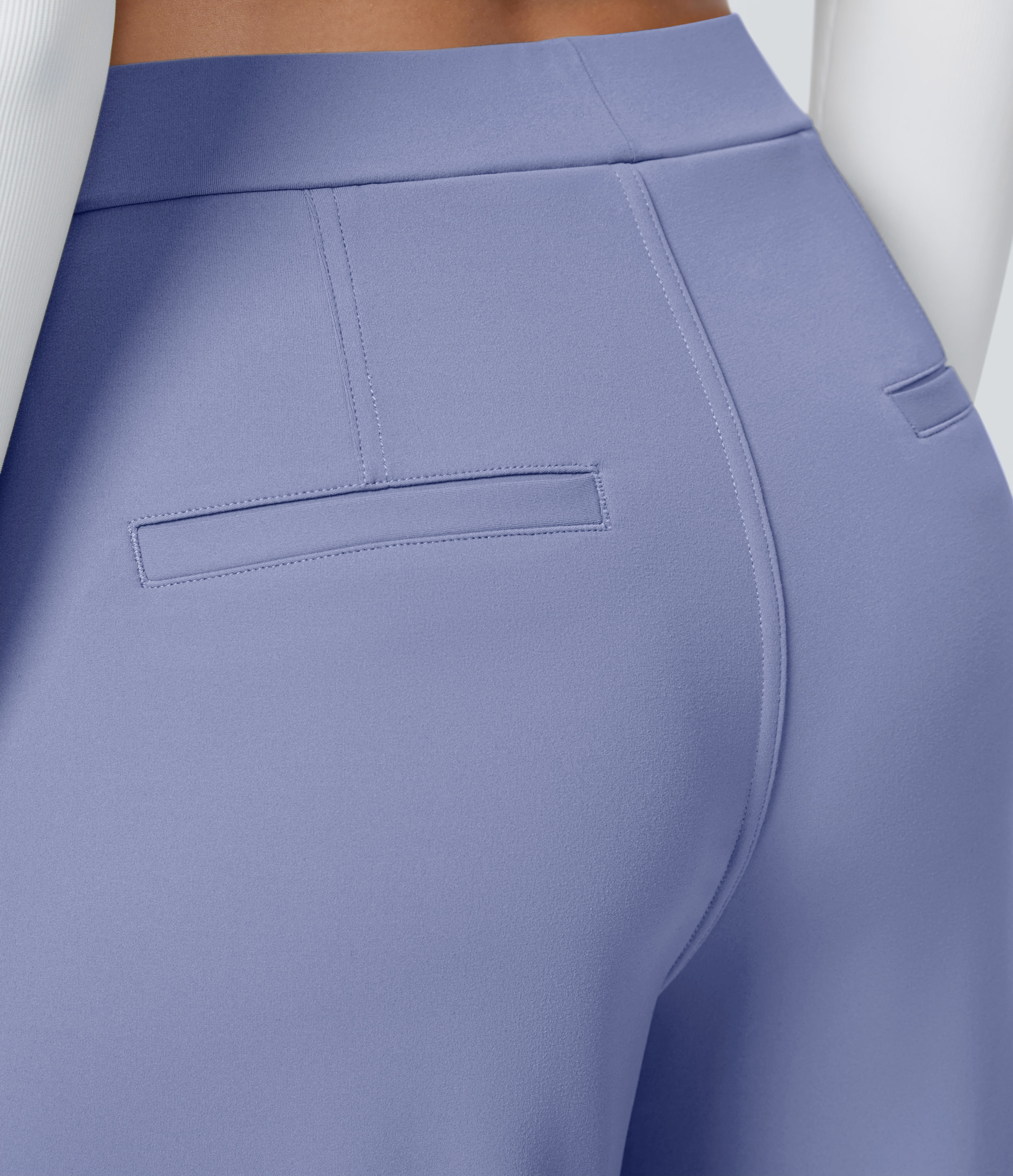 Jacaranda High Waisted Pleated Straight Leg Work Pants with Pockets - 5