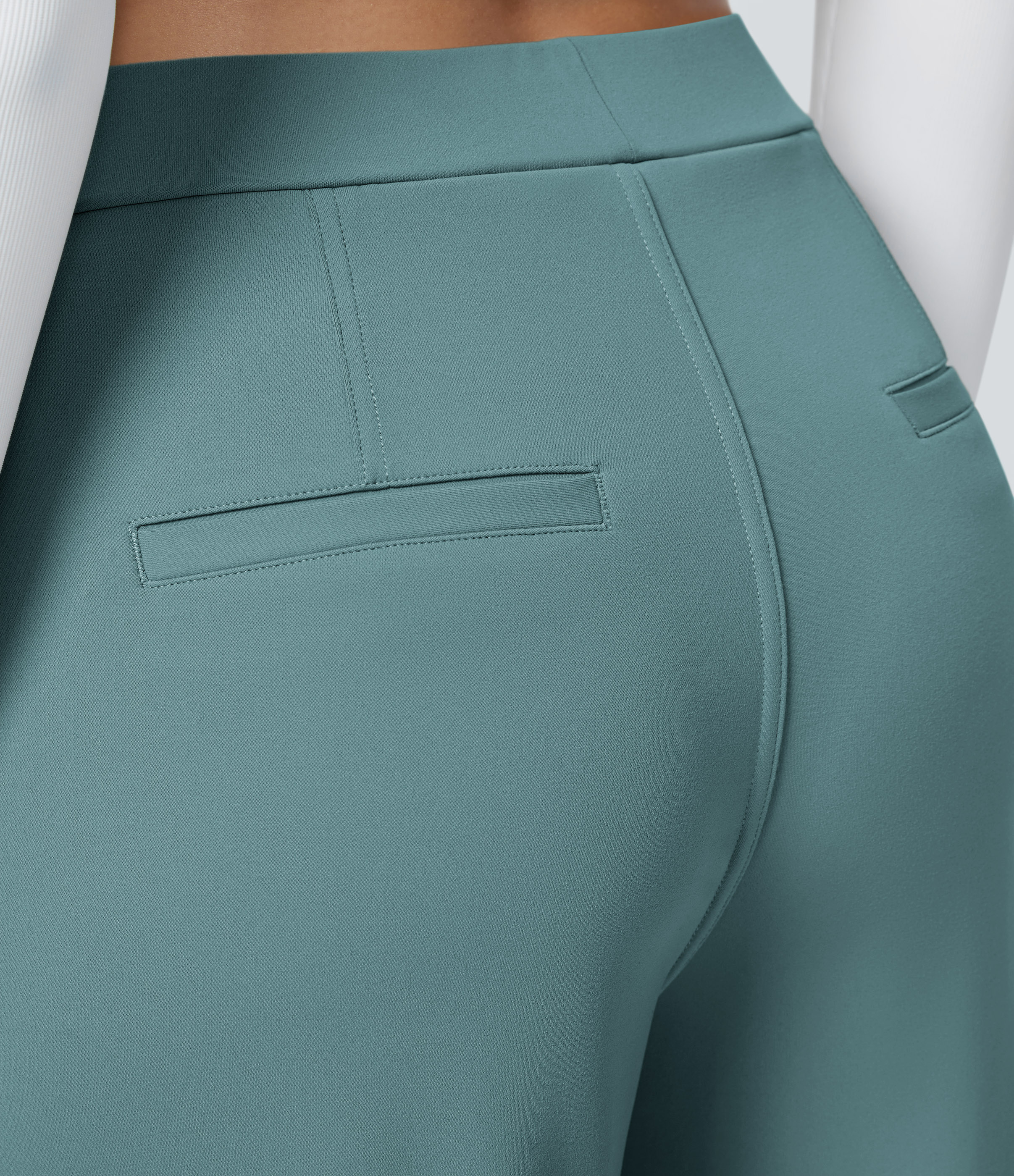 Arctic High Waisted Pleated Straight Leg Work Pants with Pockets - 5