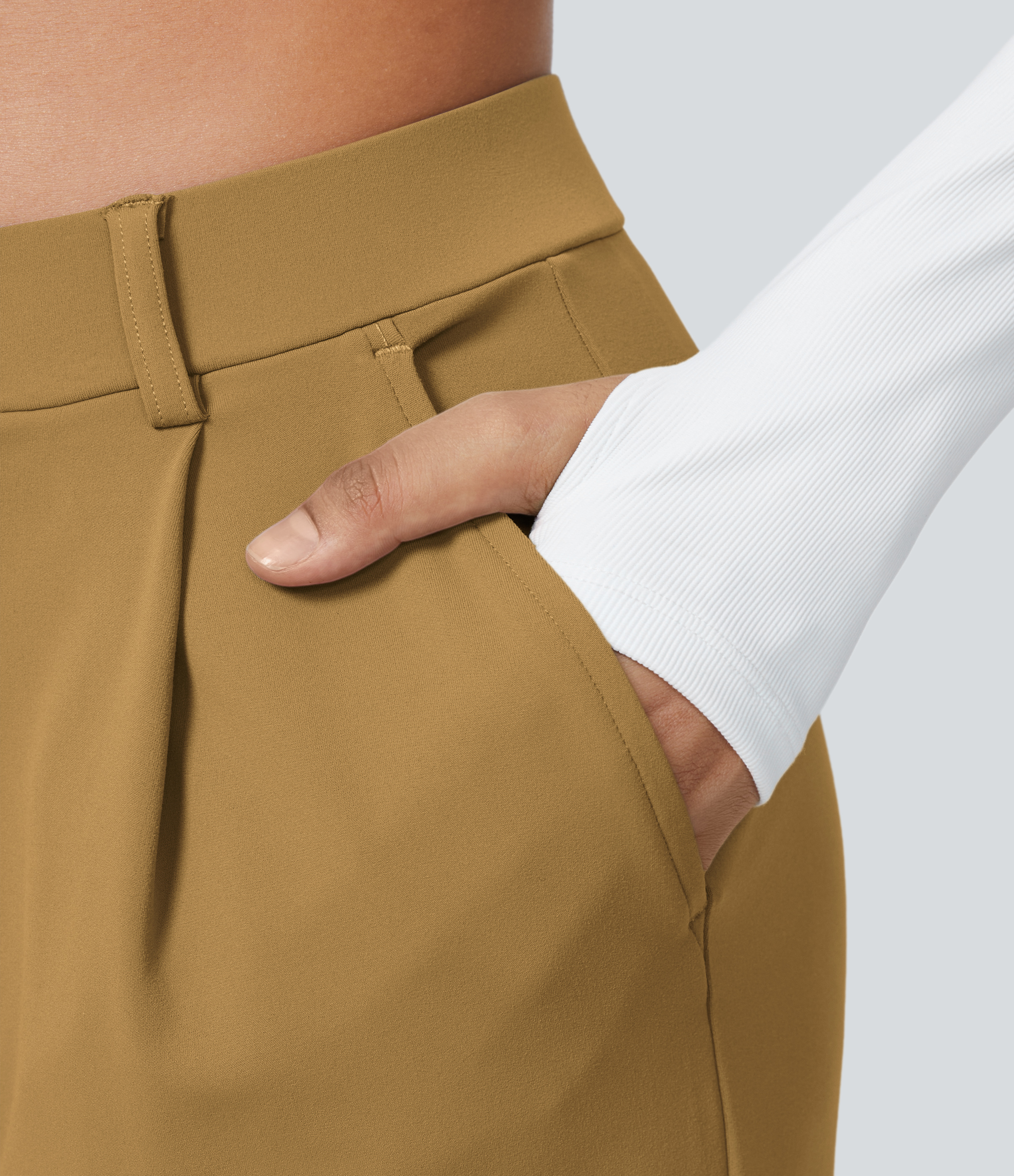 Wood Thrush High Waisted Pleated Straight Leg Work Pants with Pockets - 4