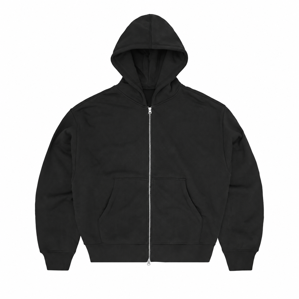 Heavyweight Zip Hoodie — Black · 01