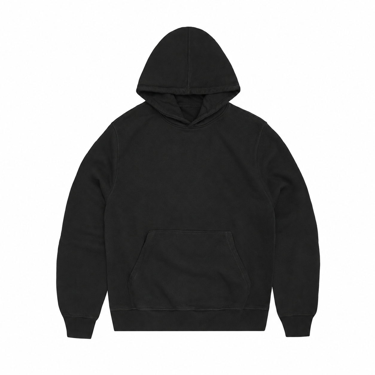 Cotton Fleece Pullover Hoodie — Black · 22