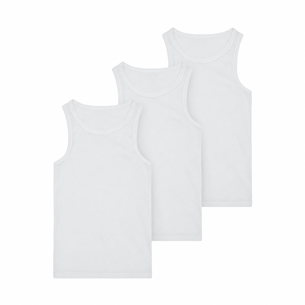 Waffle Tank Tops — 3 Pack — White · 27