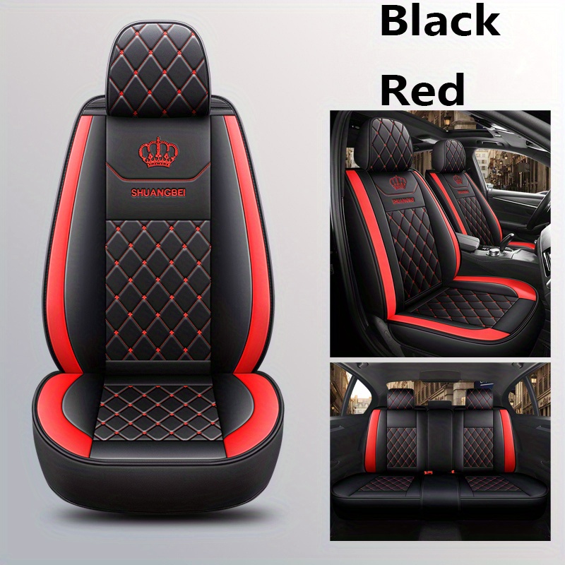 Set de 5 huse de scaun auto Pachet complet Pernă de scaun auto din piele PU Husă de scaun auto universală Set complet compatibil cu modelele cu cinci locuri