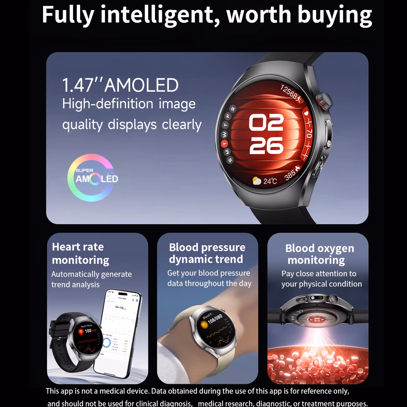 2026     watch 1 43 inch high definition full   supports wireless calls voice   one click sos for help 100 sports   remote monitoring fitness tracking suitable for   phones and for iphone Product details 1