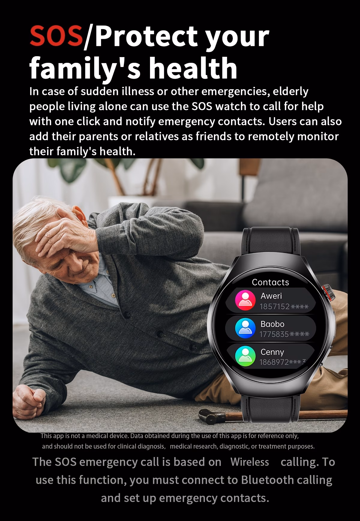 2026     watch 1 43 inch high definition full   supports wireless calls voice   one click sos for help 100 sports   remote monitoring fitness tracking suitable for   phones and for iphone Product details 13