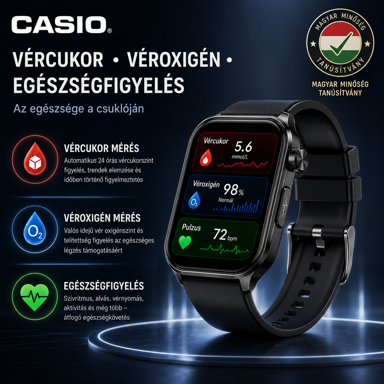 ⏱️Fejlett egészségügyi okosóra nőknek és férfiaknak valós idejű pulzusszám, vér oxigénszint, testhőmérséklet, vérnyomás, alvásminőség és stressz-szint figyeléssel.
