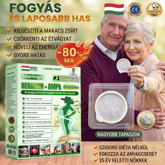 👍ANGELTRAP@Moringa x Berberine xAMPK 10 az 1-ben anyagcsere-támogató nanotűs tapasz (Naponta egy tapasz, 7 napon belül látható változások) HU✅ Különböző állapotok, például elhízás, cukorbetegség, alvási apnoe és emésztési problémák esetén alkalmazható.