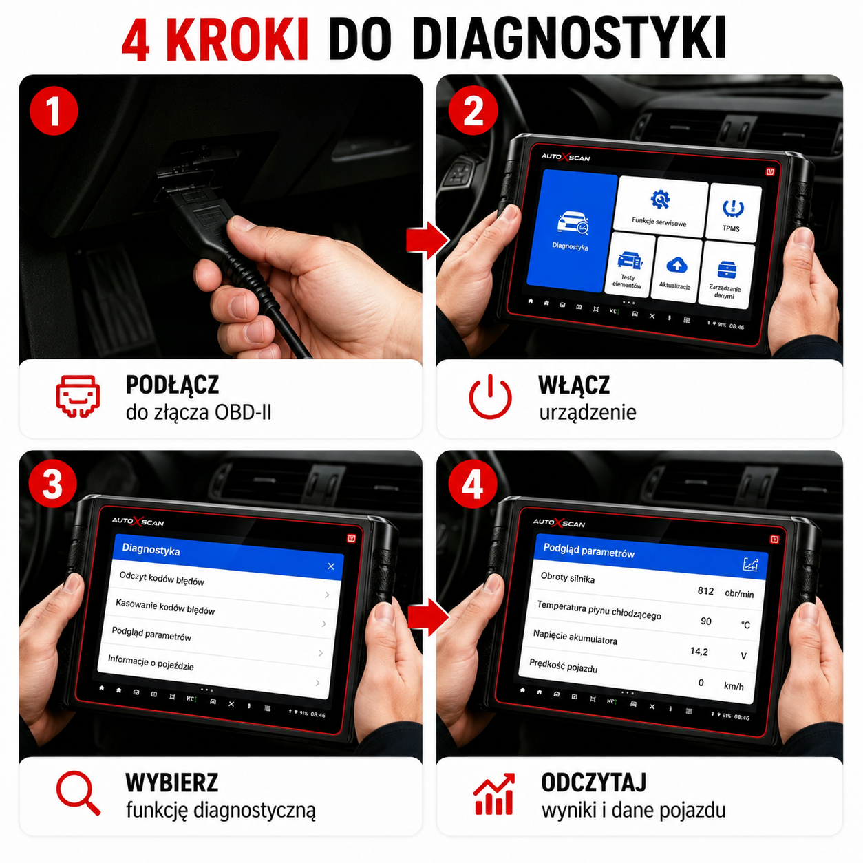 AUTOXSCAN RS960 PRO to profesjonalne urządzenie do diagnostyki samochodowej, które obsługuje pełne skanowanie systemów, analizę usterek oraz diagnostykę i programowanie TPMS, umożliwiając szybkie i precyzyjne wykrywanie oraz usuwanie usterek w pojazdach.