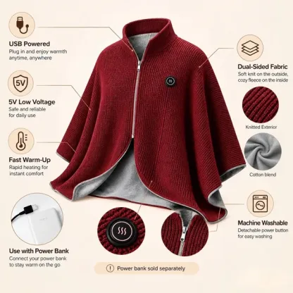 🔥 Christmas Sale — 60% OFF! ❄️ Stay Warm All Winter — Portable Electric Heated Blanket Shawl
