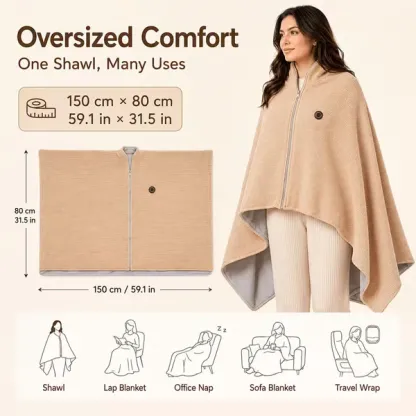 🔥 Christmas Sale — 60% OFF! ❄️ Stay Warm All Winter — Portable Electric Heated Blanket Shawl