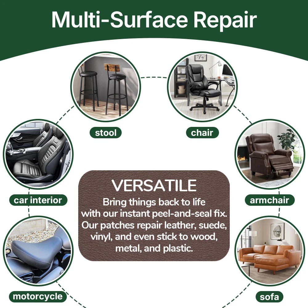 Self-Adhesive Leather Repair Patch Tape for Sofas & Car Seats
