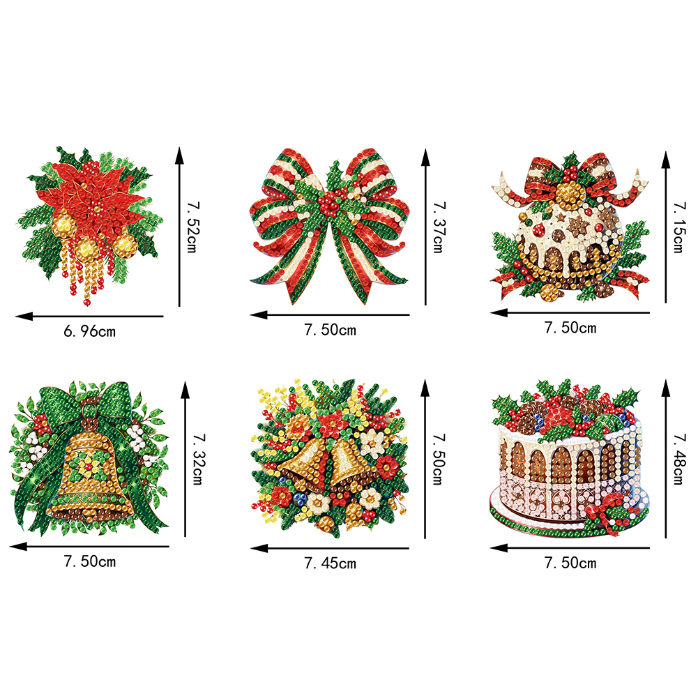 6Pcs DIY Christmas Diamond Painting Pendant (Single-Sided)