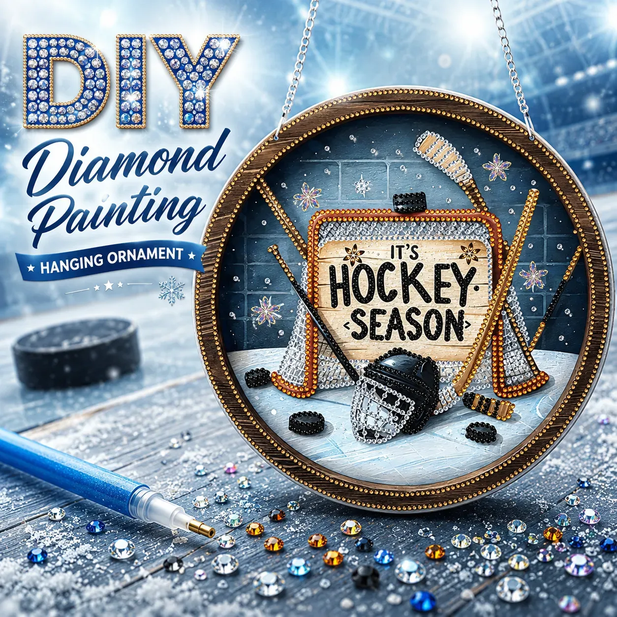 DIY Hockey Diamond painting pendant(Single-Sided)