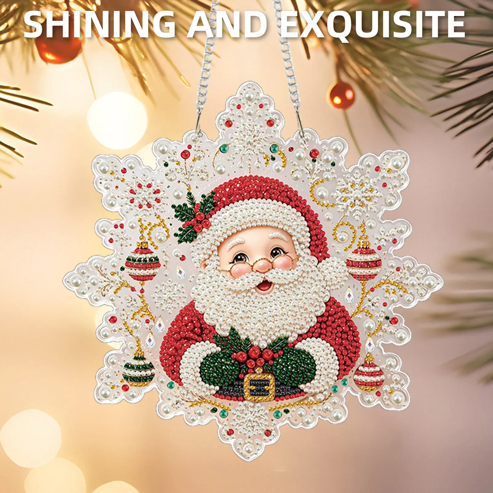 Cute Santa Claus DIY Diamond Painting Pendant Christmas Snowflake Acrylic 25x25cm