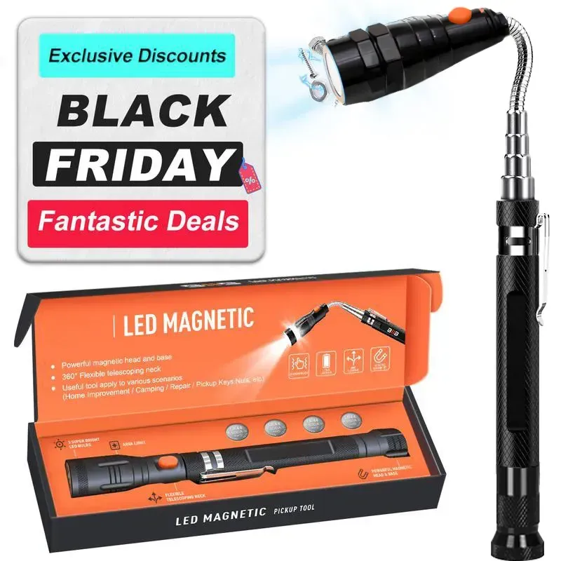 ✨Extendable Magnetic Pickup Tools - Telescoping Magnet with LED Flashlight