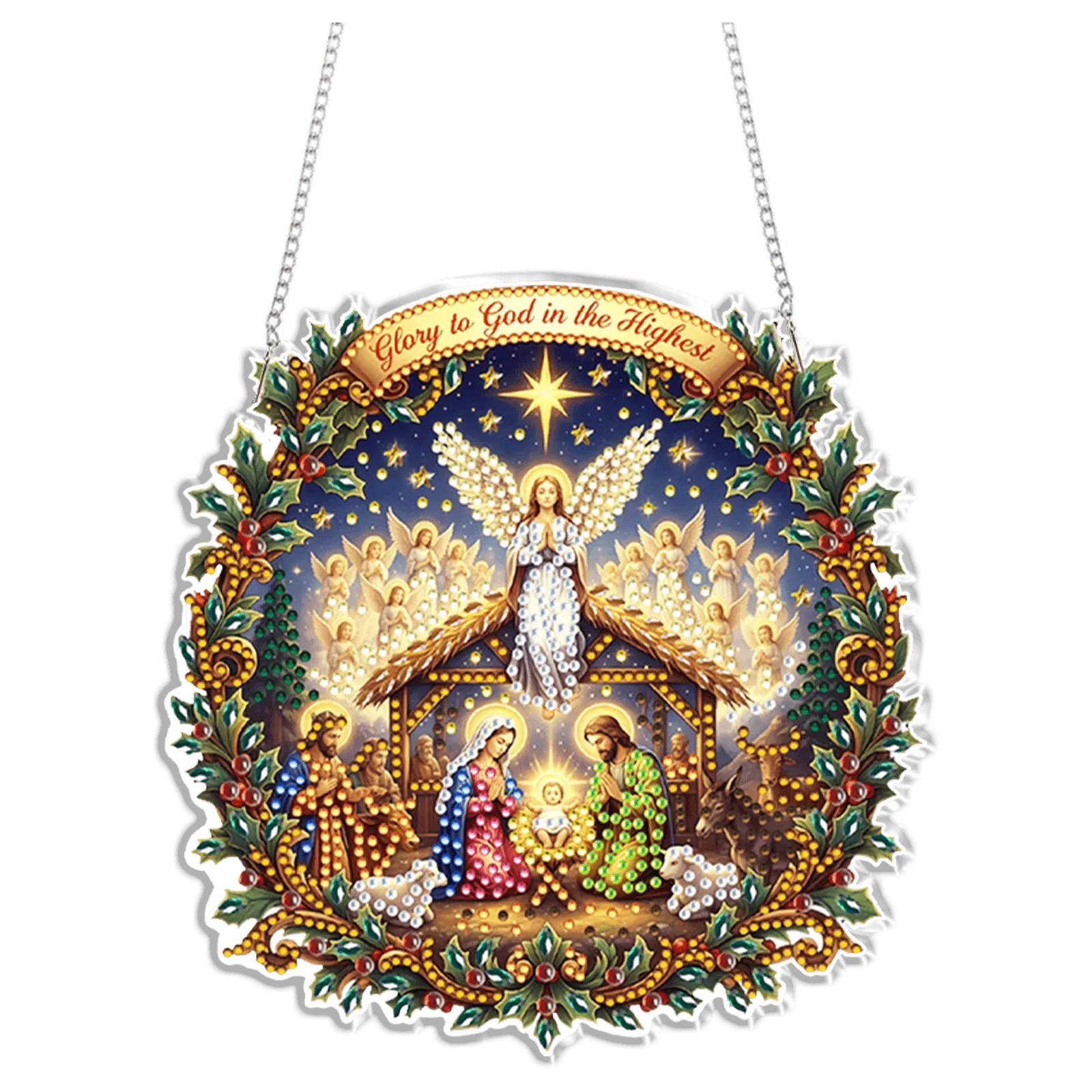 DIY Nativity Scene Diamond Painting Pendant(Single-Sided)