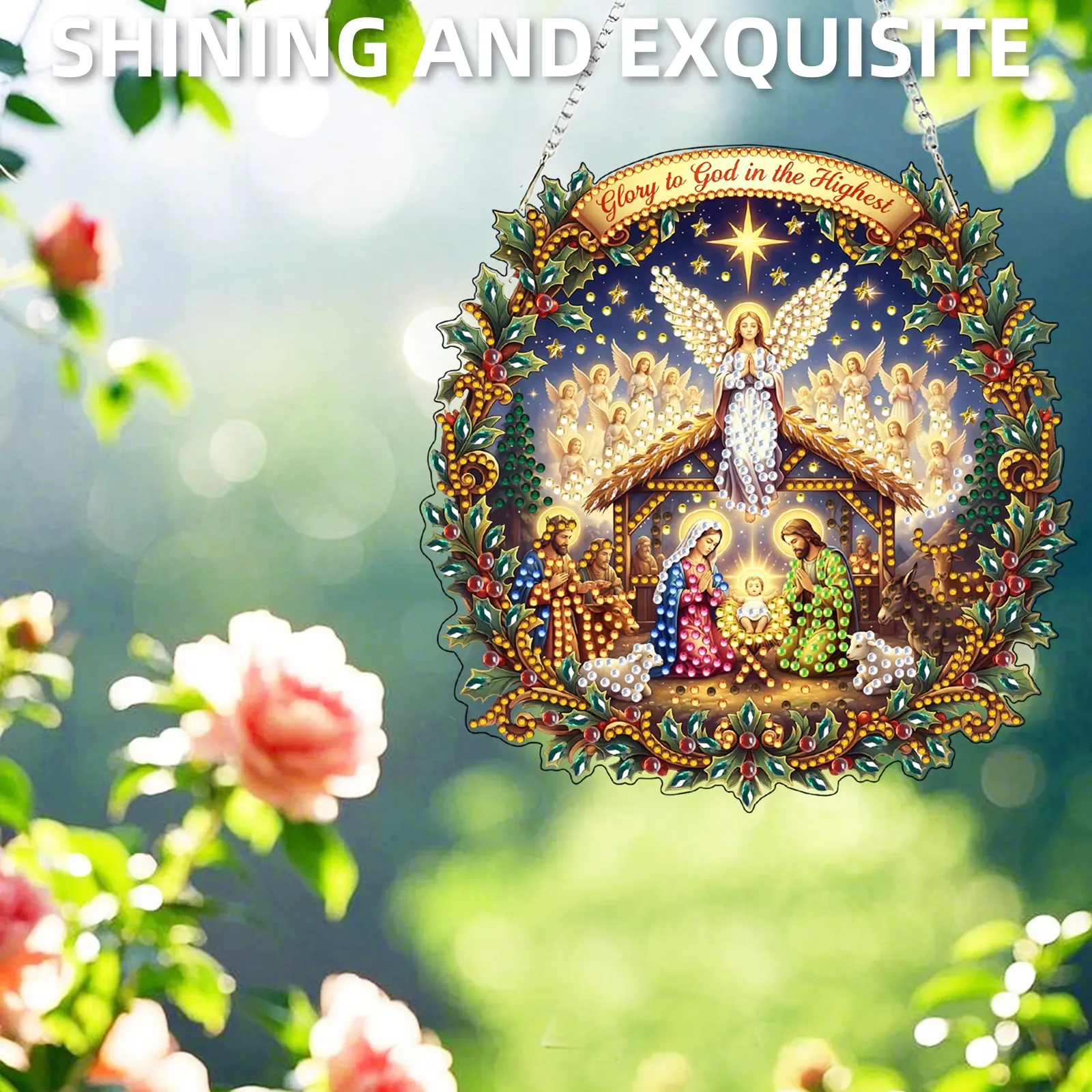 DIY Nativity Scene Diamond Painting Pendant(Single-Sided)