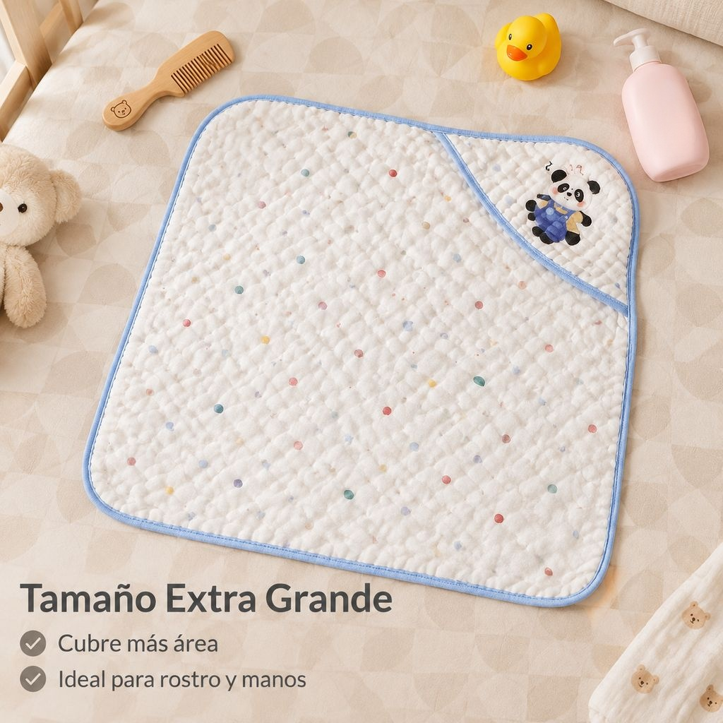 Toalla facial infantil grande de bambú y algodón puro