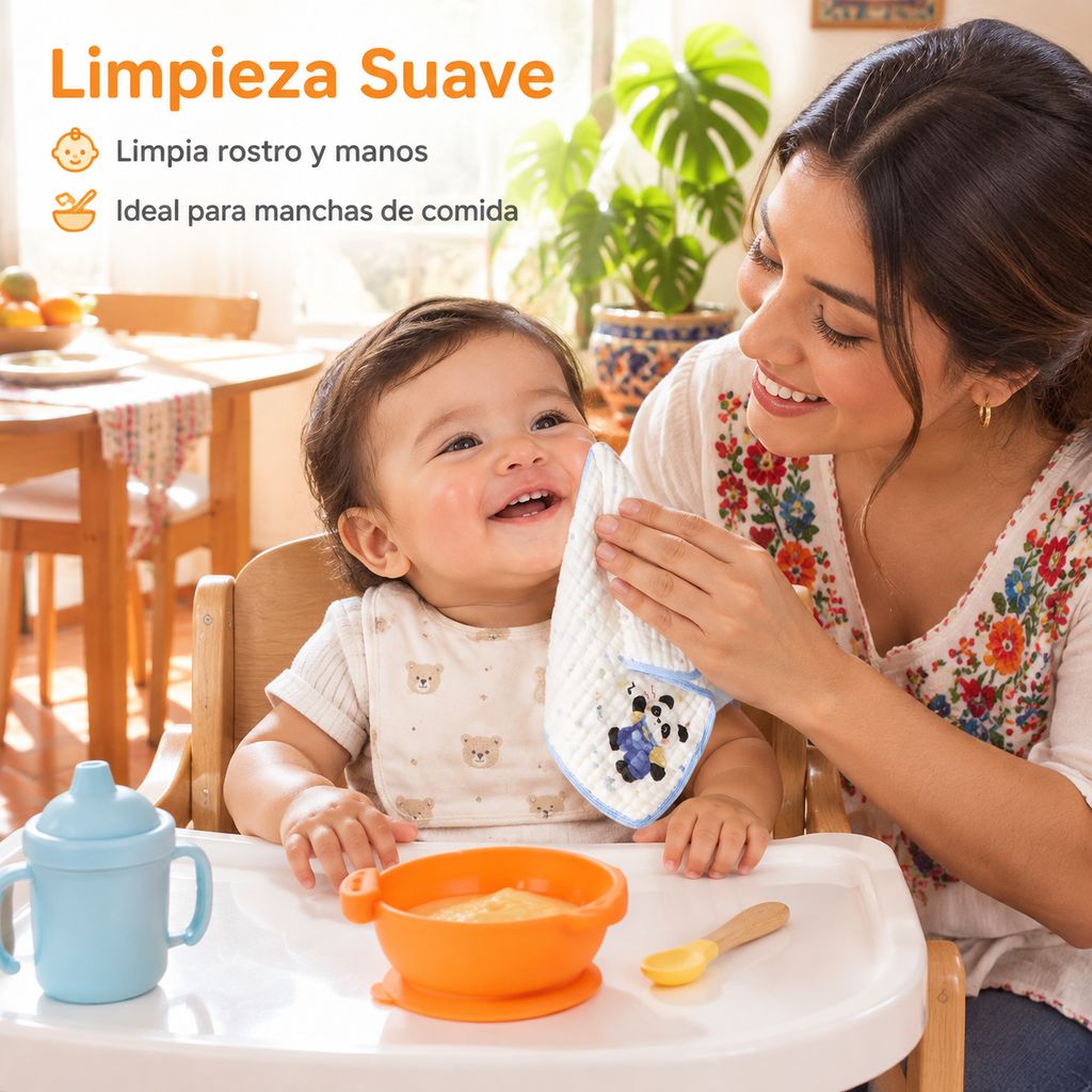Toalla facial infantil grande de bambú y algodón puro
