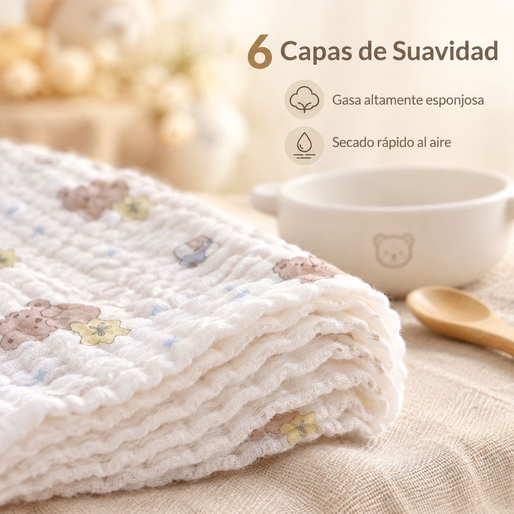 Toalla cuadrada de gasa de seis capas especial para bebés