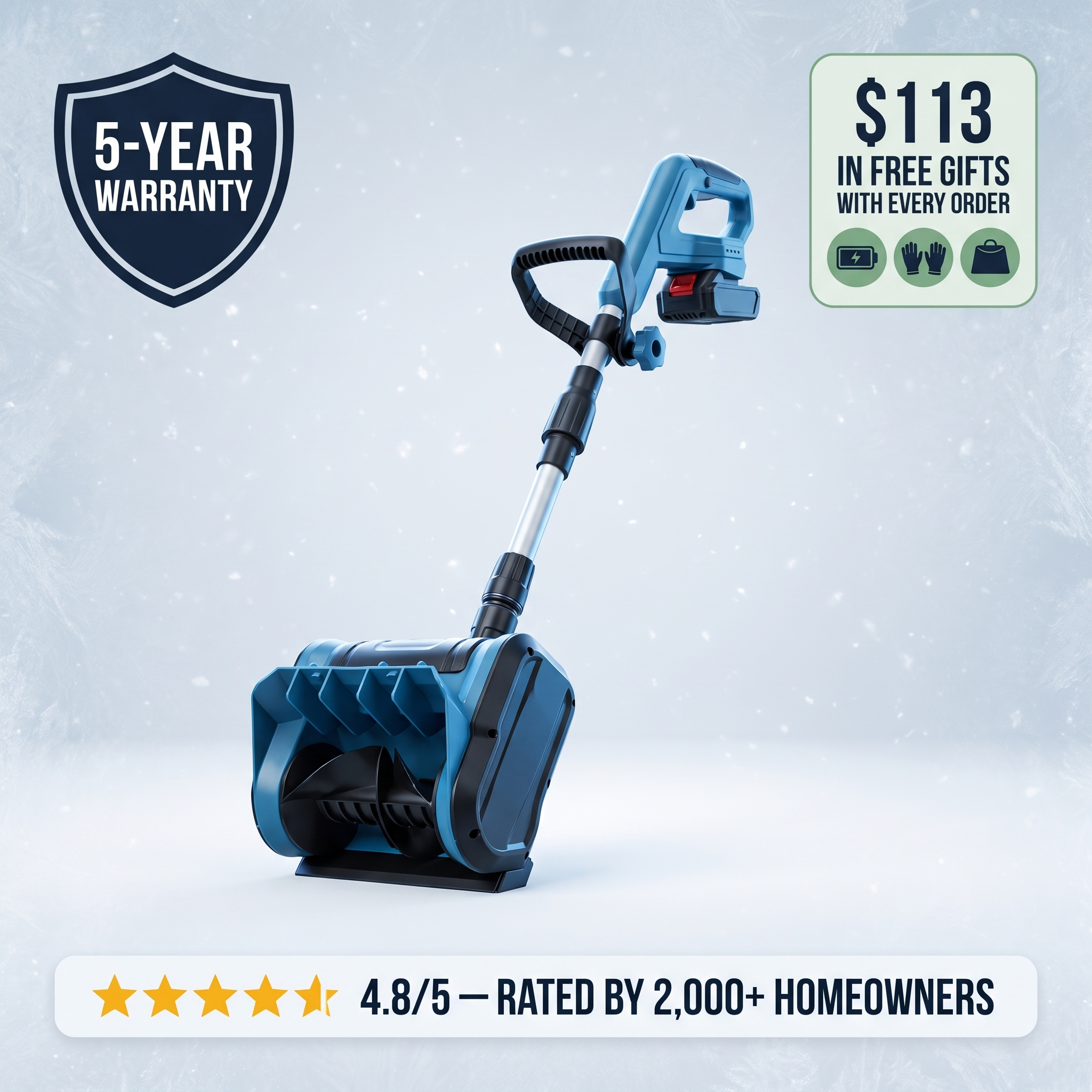 Cordless Electric Snow Shovel – 33 cm Snow Clearing Tool