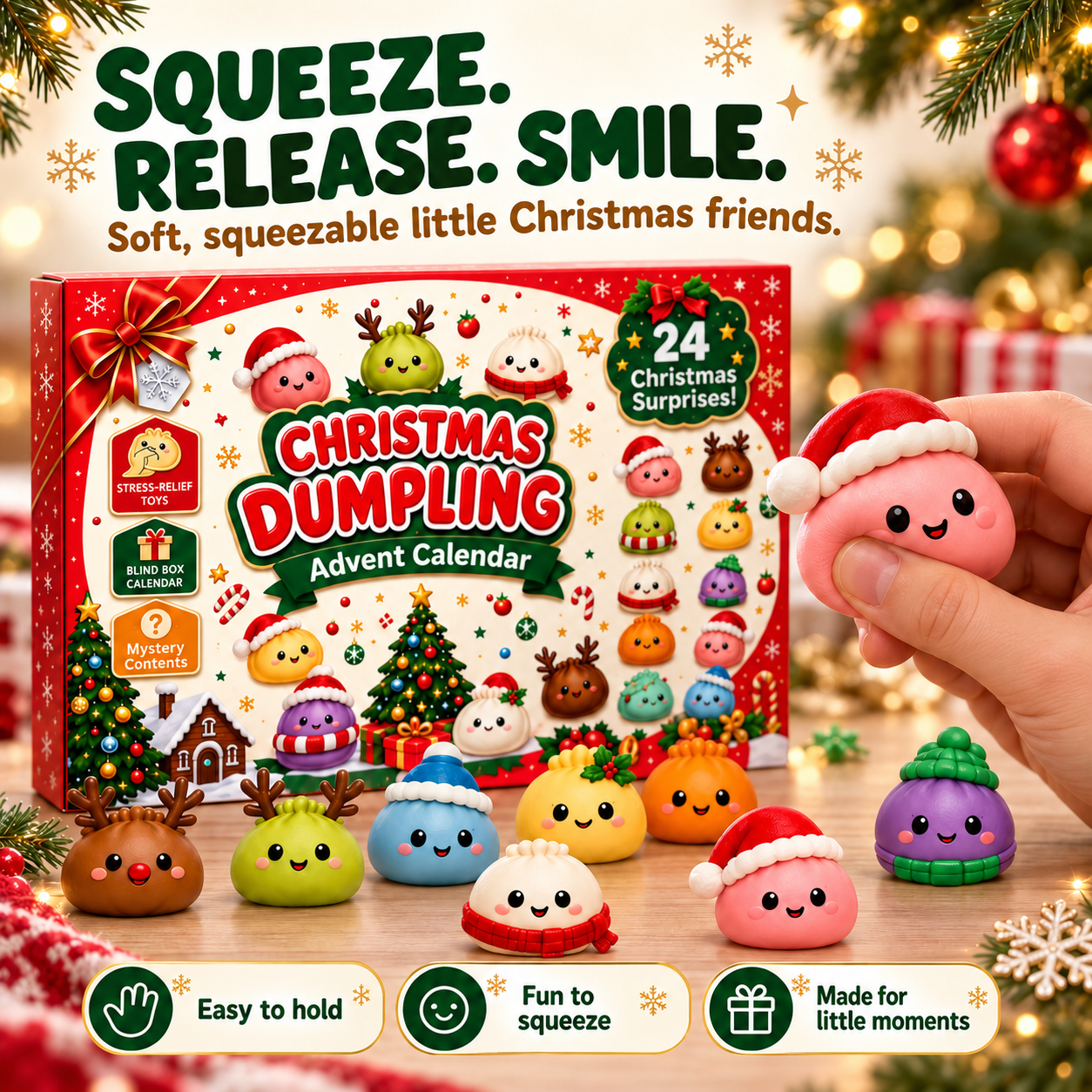 🎅Christmas Squishy Dumpling Mystery Countdown Box🎁