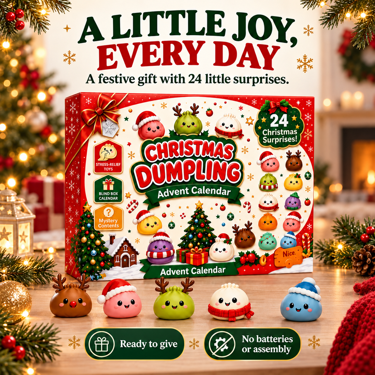 🎅Christmas Squishy Dumpling Mystery Countdown Box🎁