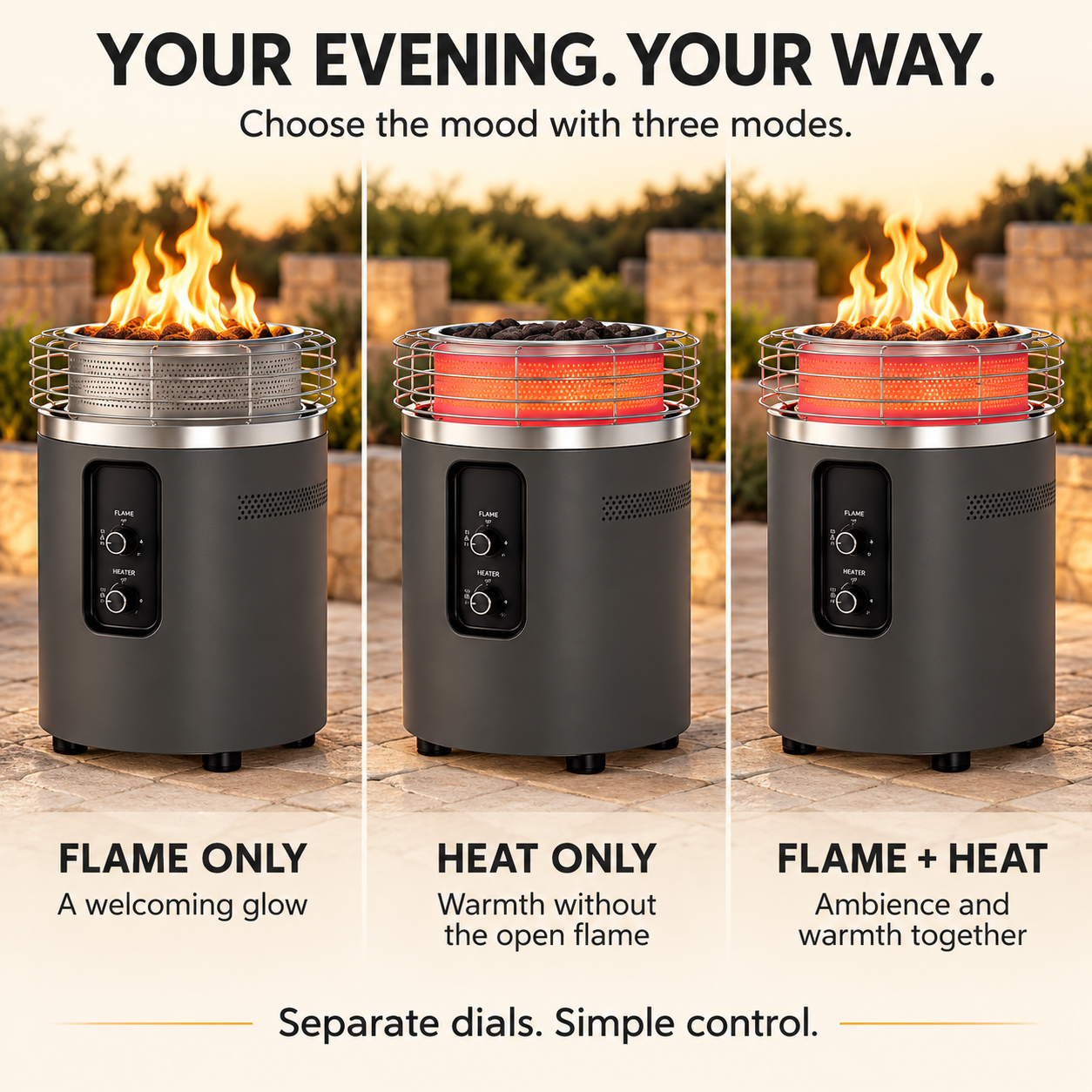 360° Outdoor Patio Heater & Fire Pit Combo with Protective Top Cover