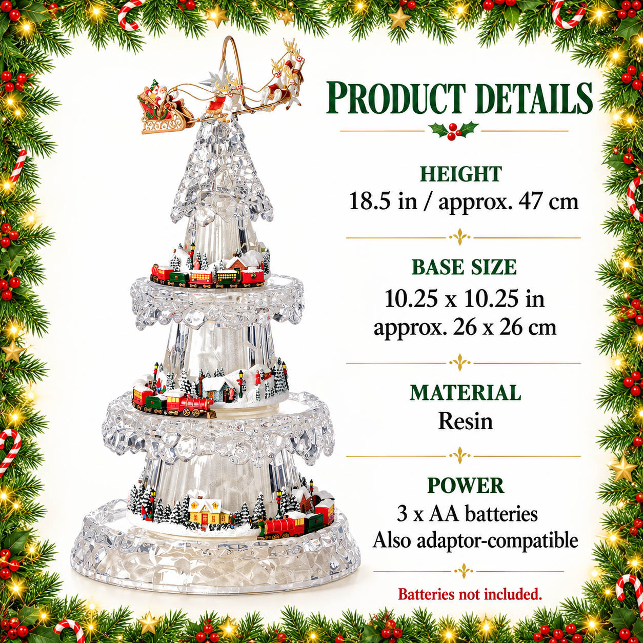 Amusements Lighted Musical 4-Tier Rotating Christmas Tree with Train