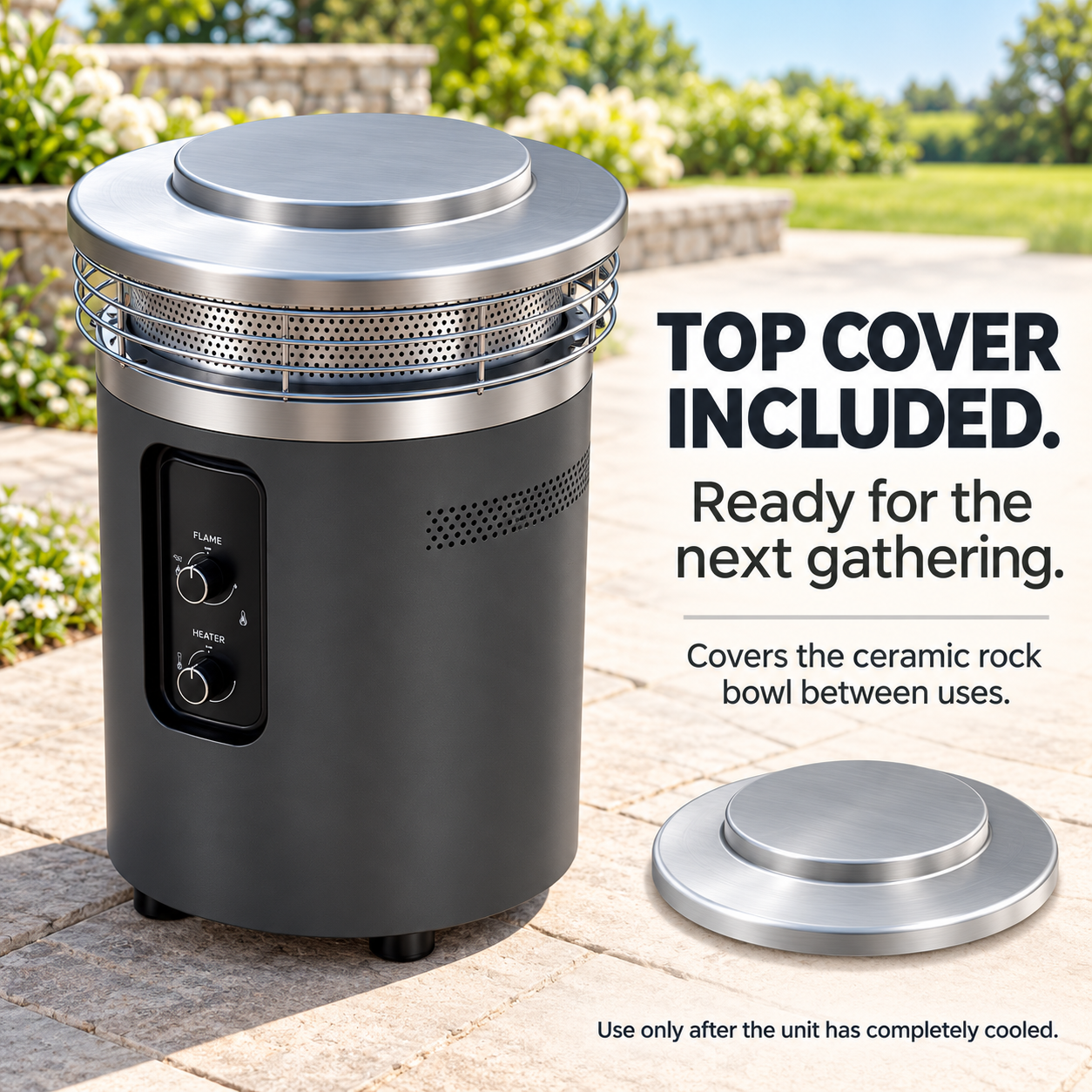 360° Outdoor Patio Heater & Fire Pit Combo with Protective Top Cover