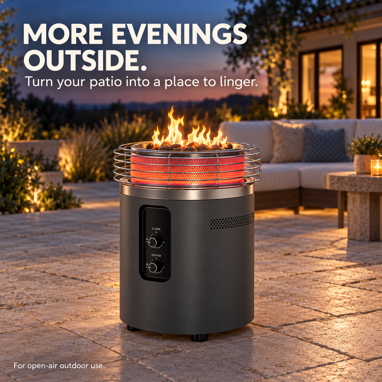 360° Outdoor Patio Heater & Fire Pit Combo with Protective Top Cover