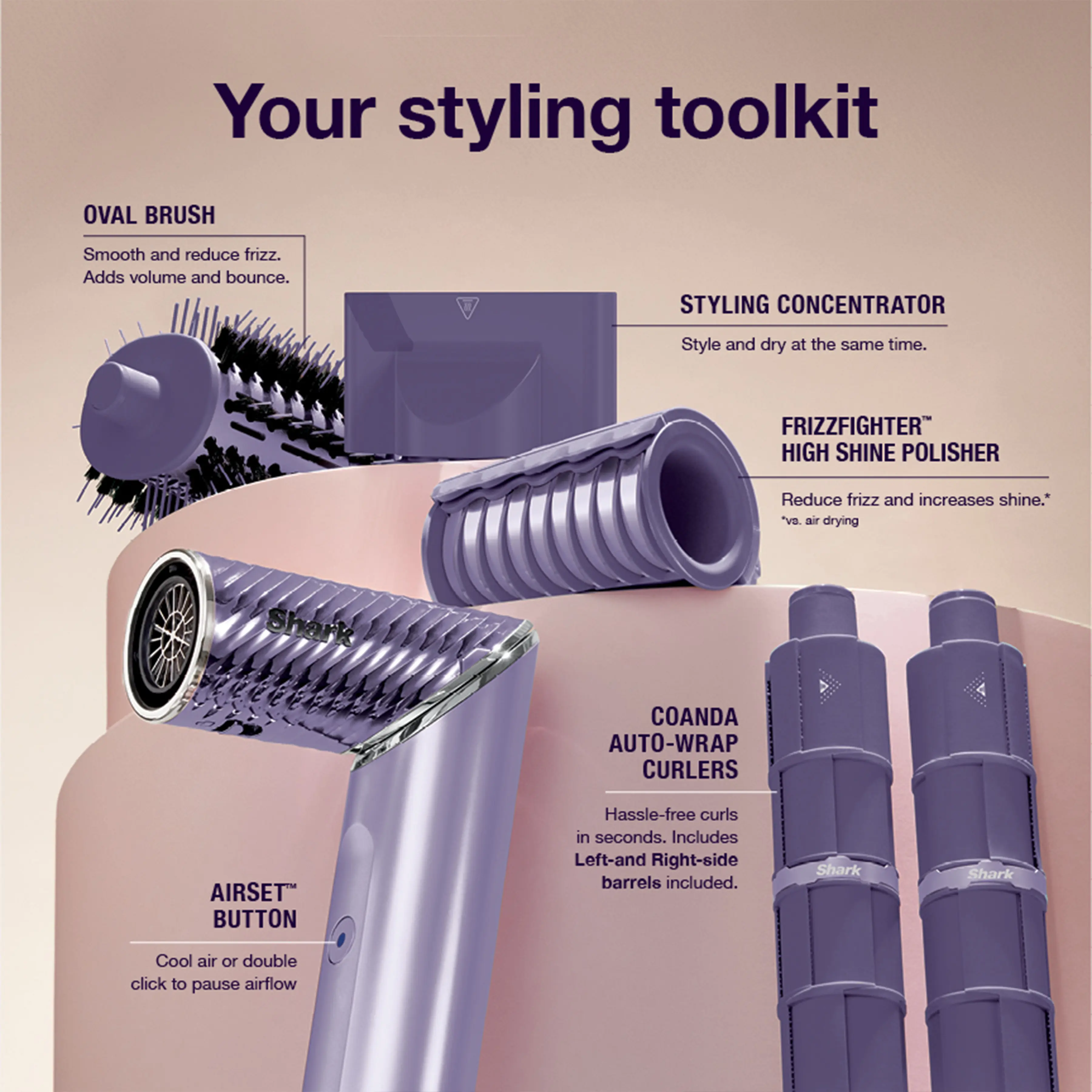 FlexStyle IonCurl Hair Styler in Lilac - HD840