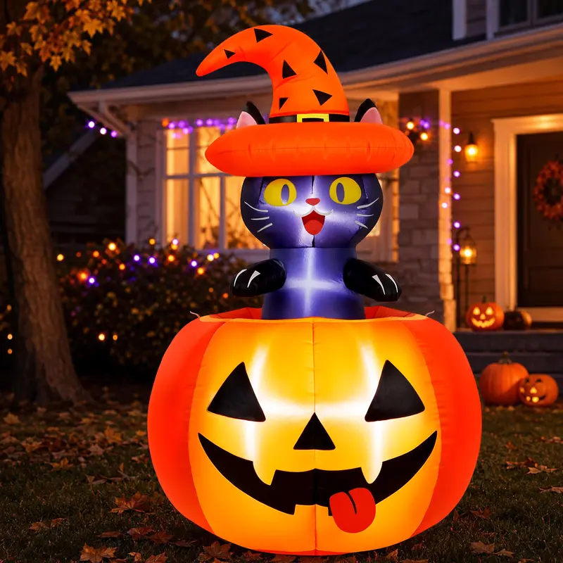 5FT pop-up Halloween cat inflatable option