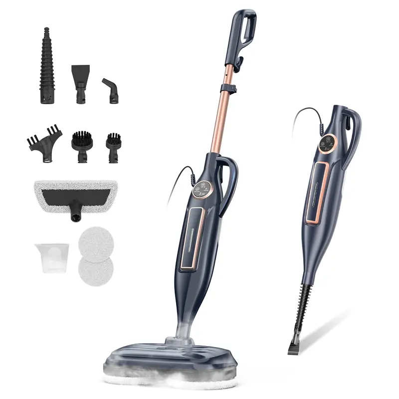 VM6 Electric Rotating Steam Mop - 10-in-1 Eco-Friendly Antibacterial Cleaning Supplies, 3 Adjustable Steam Levels, 5m Cord, Fast Heat-Up, Attachments for Floors, Kitchen, Tiles, Grease & Grime Remover,sohochic