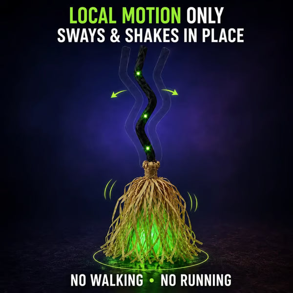 Witch broom sways in place without walking