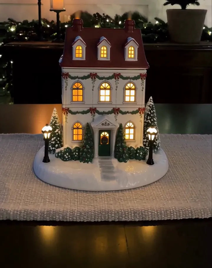 Christmas cottage diffuser displayed at home