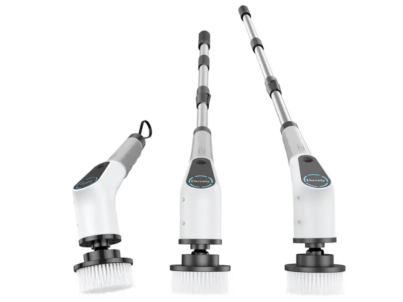Electric spin scrubber handheld mid length and extended configurations