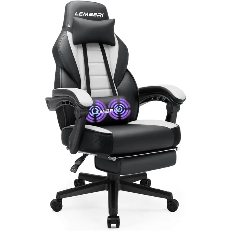 Gaming Chairs for Adults,Ergonomic Video Game Chairs with footrest,Big and Tall Gaming Chair 400lb Weight Capacity, Racing Style Computer Gamer Chair with Headrest and Lumbar Support