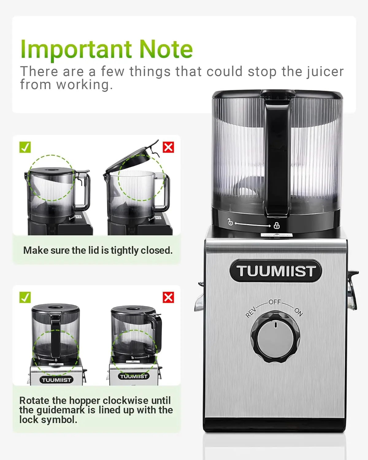 Cold Pressed Juicer - 6.5 in Extra Large Feed Chute Kitchen Accessories, Knob Control Adjustable Speed, Whole Fruit & Vegetable Compatible, Easy to Clean, High Juice Yield, BPA Free, Ideal for Fitness Routines & Gifting, Meal Prep & Family Meals
