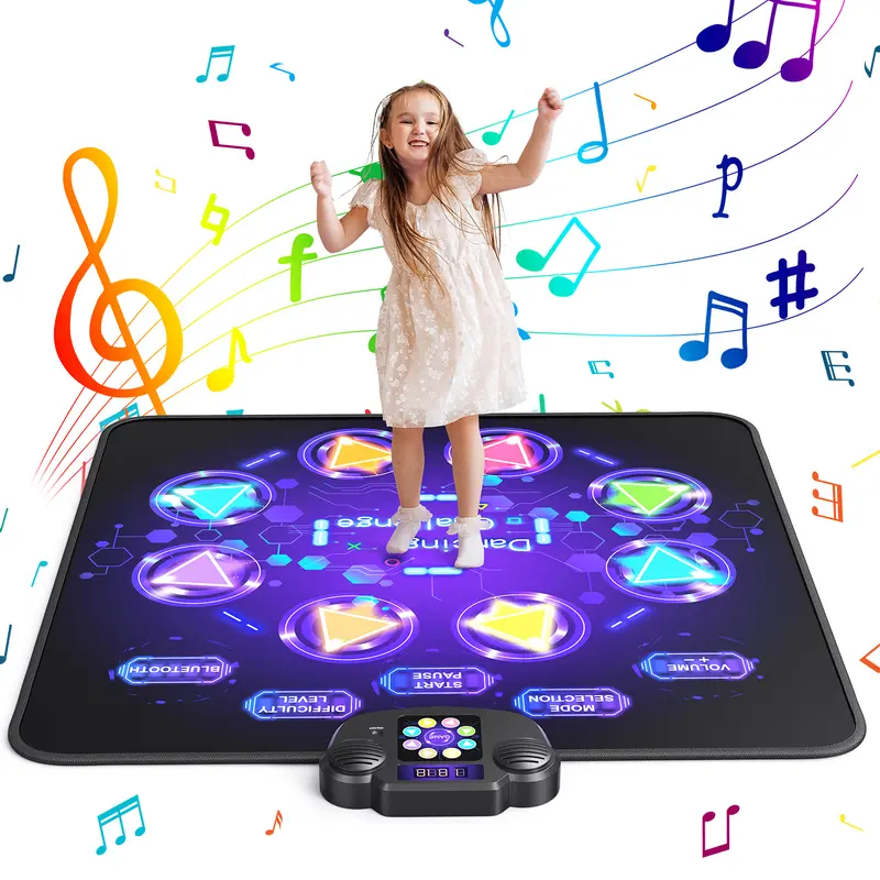 Bluetooth Light-up Dance Mat for Kids, 8-Button Electronic Dance Game Pad