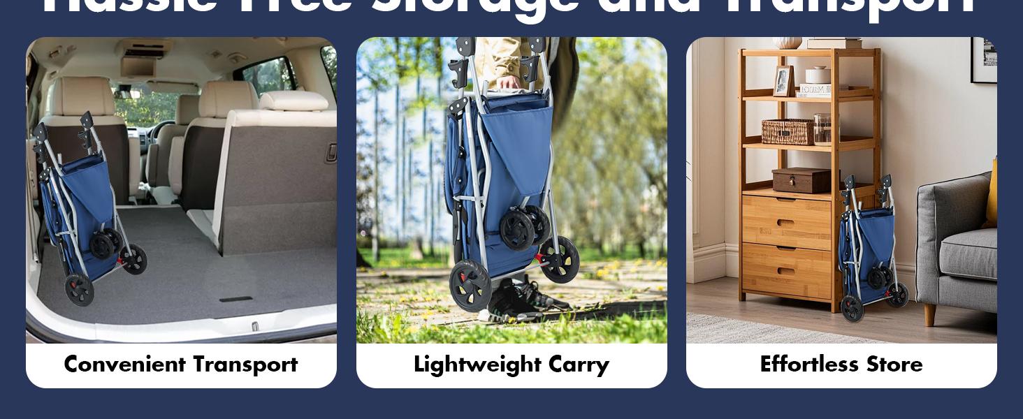 Sweetcrispy 3-Wheel Pet Stroller, 360° Swivel Front 6.3" Smooth Wheels, Oxford Fabric Breathable Mesh Carrier Bag, 11 lbs Lightweight Metal Frame, Waterproof Foldable Design, Storage Basket, Cup Holder Ready, Ideal for Small/Medium Dogs & Daily Park Walks