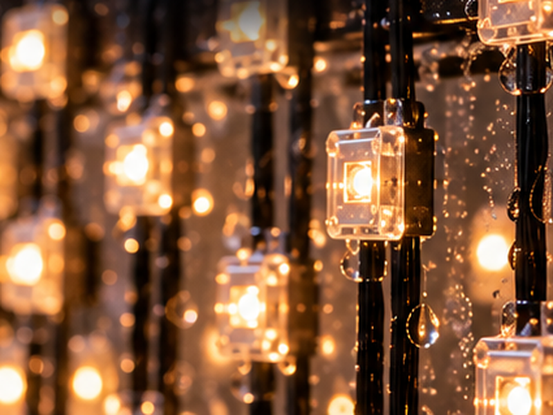 Position the Christmas light curtain