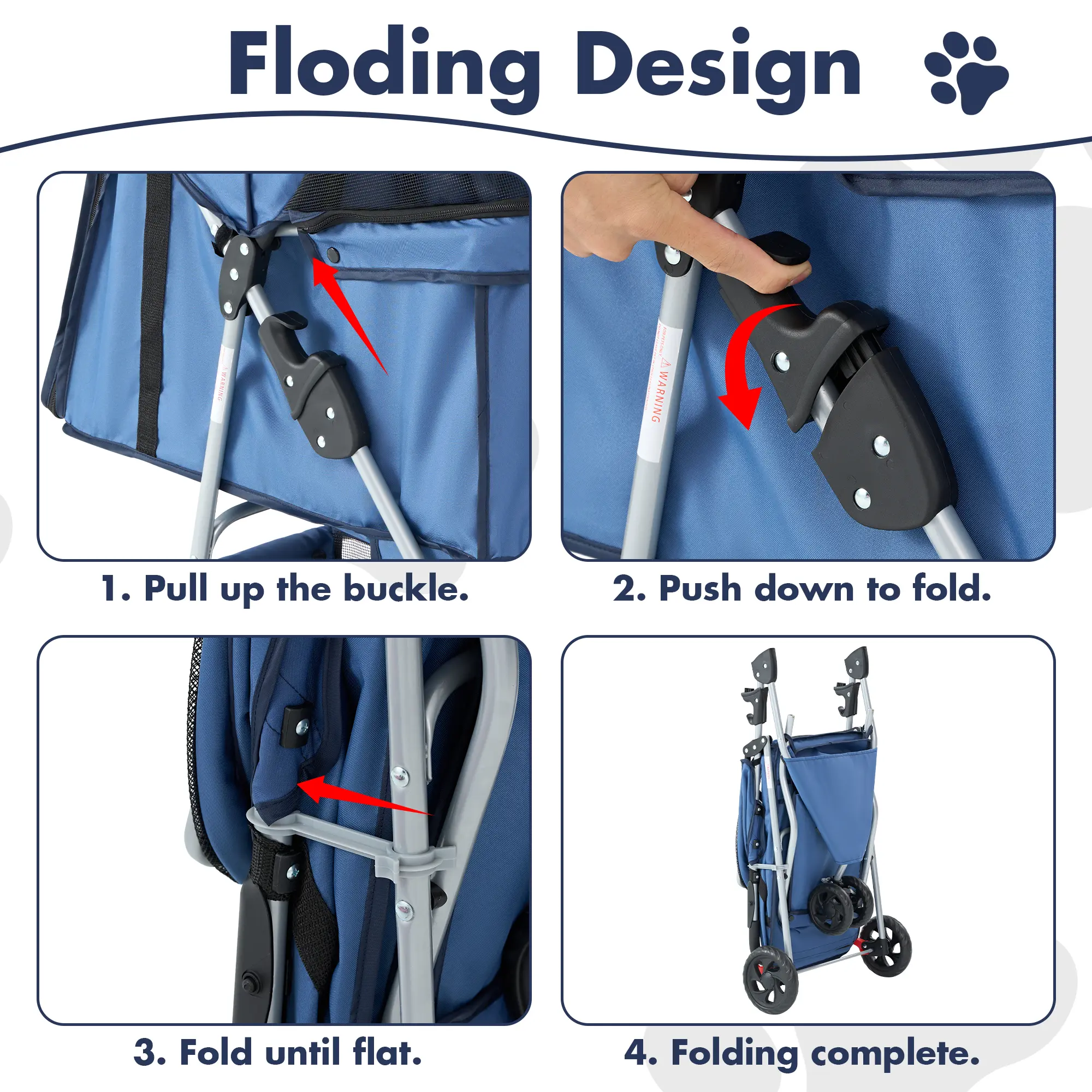 🐱🐶3-Wheel Pet Stroller, Foldable Breathable Pet Carrier for Small & Medium Dogs Cats