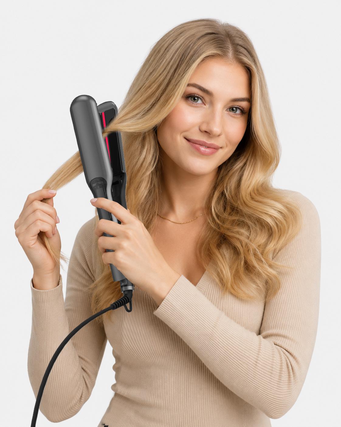 UKLISS LissVapor Unisex Hair Straightener & Curling Tool - US Plug, Adjustable, 2-Year Warranty, Steam Protection, Infrared Protection, Frizz Control, Softening & Smoothing, for All Hair Types