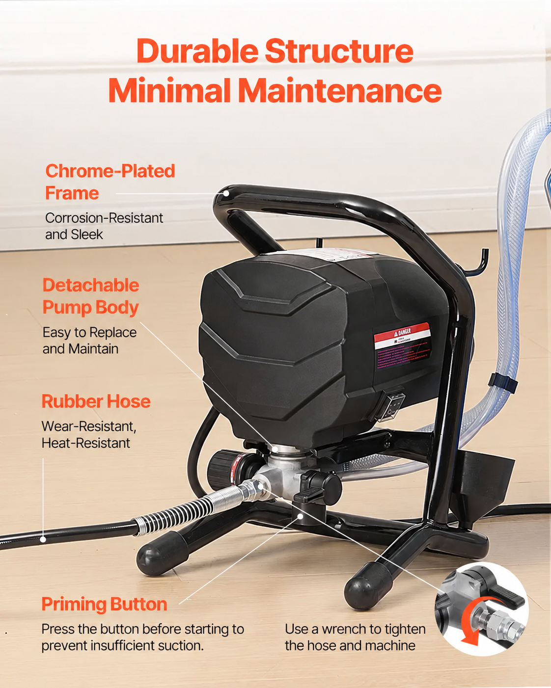 3000 PSI High-Pressure Stand Airless Paint Sprayer, 650W Efficient Electric Model with Extended Spray Range, for Home Interior Ceiling, Outdoor Furniture & Fences, Handheld Design for Fine Even Coats