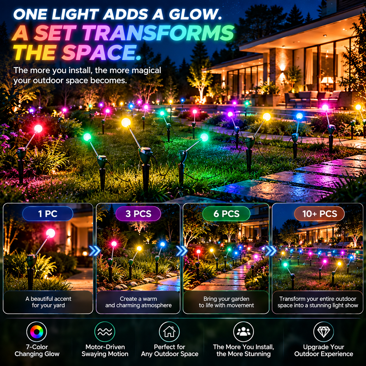 Swaying firefly garden lighting detail